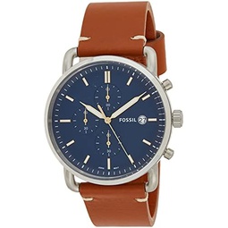 Fossil Mens Commuter Stainless Steel and Leather Casual Quartz Watch