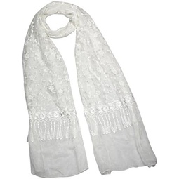 Dahlia Womens Evening Wrap Shawl Scarf - Shining Floret Embroidered Lace