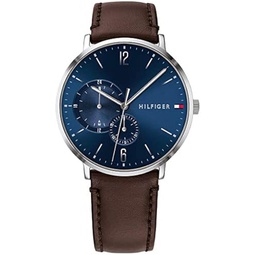 Tommy Hilfiger Mens Quartz Stainless Steel and Leather Strap Casual Watch, Color: Brown (Model: 1791508)