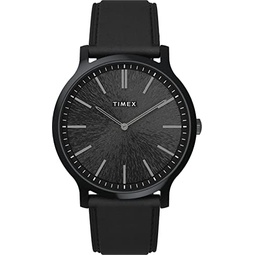 Timex Mens Gallary 40mm Watch - Black Strap Black Dial Black Case