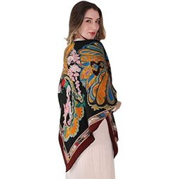 Xinmurffy 100% Wool Womens Scarf Pashmina Shawls and Wraps Winter Warm Square Large Scarves Wrap