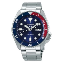 SEIKO Mens Blue Dial Silver Stainless Steel Band 5 Sports Automatic Analog Watch