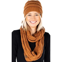 Funky Junque Soft Stretch Winter Beanies with Bundled Matching Infinity Scarf