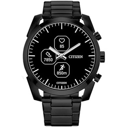 Citizen CZ Smartwatch with YouQ wellness app featuring IBM Watson AI and NASA research, black and white customizable display, Bluetooth, HR, Activity Tracker, 18-day battery life,