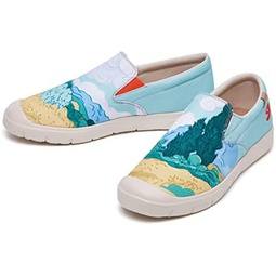 UIN Mens Fashion Sneakers Lightweight Walking Casual Slip Ons Comfortable Canvas Art Painted Travel Shoes Cadiz