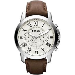 Fossil Grant Mens Watch with Chronograph Display and Genuine Leather or Stainless Steel Band