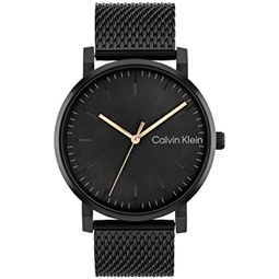 Calvin Klein CK Slate - Mens Minimalistic Quartz Watch - Stainless Steel and Leather - Water Resistant 3 ATM/30 Meters -Premium Versatile Mens Timepiece for Every Occasion - 43mm