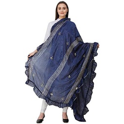 Exotic India Dupatta from Amritsar with Gota Patches and Frill Border - Art Silk