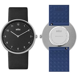 Braun 2-Hand Analogue Quartz Watch with Additional Silicone Rubber Strap, Quick-Release Spring Bars, 38mm.