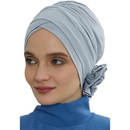 Aishas Design Instant Turban Head Wraps for Women, 95% Cotton Scarf Hijab Shirred Design, Chemo Cancer Headwear