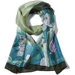 Invisible World Womens 100% Silk Scarf Hand Painted Square