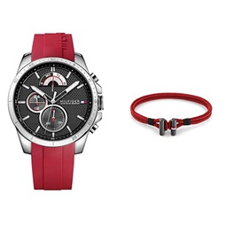Tommy Hilfiger Mens Cool Sport Stainless Steel Watch with Nylon Red Bracelet