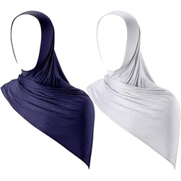 2 Pcs Instant Hijab Jersey Hijab for Women Muslim Head Scarf Lightweight Long Soft Hijab Shawl Stretch Solid Color Scarf Wrap