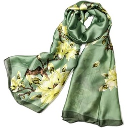 Shanlin Silk Feel Long Floral Satin Scarves for Women in Gift Box