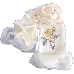 HangErFeng Scarf Double-deck Silk Hand embroidery Chinese Traditional fashion Hair Scarf Sunscreen Shawls gift packaging