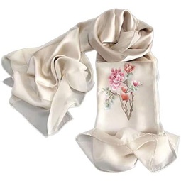 HangErFeng Scarf Double-deck Silk Hand embroidery Chinese Traditional fashion Hair Scarf Sunscreen Shawls gift packaging