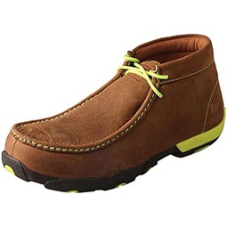 Twisted X Mens Steel Toe Chukka Driving Moc - Handcrafted Leather Safety Toe Shoes with Slip Resistant Outsole - Comfortable, Durable, and Stylish Lace-Up Boots