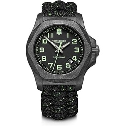 Victorinox Alliance I.N.O.X. Carbon Analog Quartz Watch with Black Dial and Black Paracord Strap