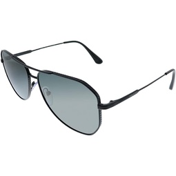 Prada PR 63XS 1AB08G Black Metal Geometric Sunglasses Grey Polarized Lens