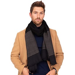 likemary Large Scarf for Men - Winter Scarf - Merino Wool Scarf Men - Blanket Scarf - Travel Blanket - Big Scarf - Stripes