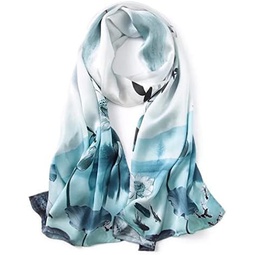 Jeelow 100% Mulberry Pure Real Silk Scarf Lightweight Chiffon Shawls And Wraps Sheer For Women Oblong