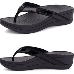 WHITIN Womens Platform Flip Flops with Arch Support + Deep Heel Cup Soft Toe Post Wedge Sandals