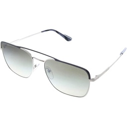 Prada PR 53VS 3294S1 Gunmetal Metal Oval Sunglasses Silver Mirror Lens