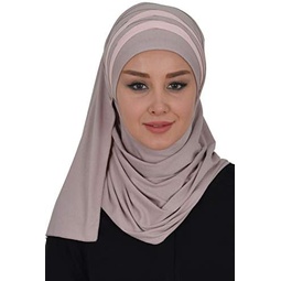 Aishas Design Jersey Hijab Scarves for Women Muslim, 95% Cotton Combed Instant Turban Headwrap, Shawl 2-color