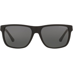 Emporio Armani Mens EA4035 Square Sunglasses, Matte Black/Grey, 58 mm