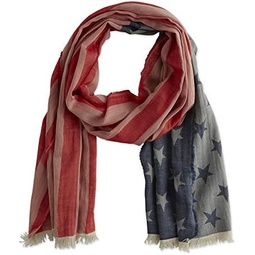 Tickled Pink Womens Patriotic American Flag Fashion Scarf, Blue/Gray/White Stars, One Size
