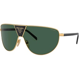 Prada PR 69ZS 5AK05V Gold Metal Shield Sunglasses Green Lens