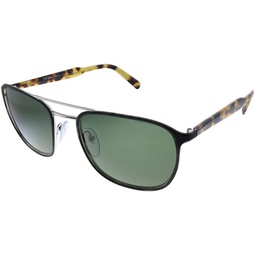 Prada PR 75VS 5240B2 Black Metal Square Sunglasses Green Lens