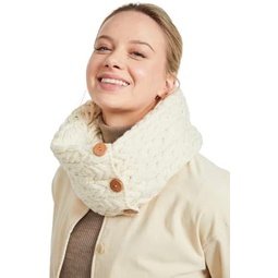 Aran Woollen Mills Womens 100% Merino Wool Snood Scarf with Buttons