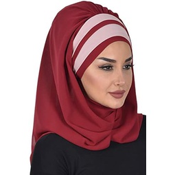 Aishas Design Hijab Scarves for Women Muslim, Chiffon Shawl Turban Head Wraps 2-color