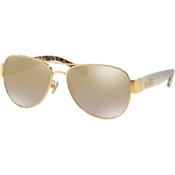 Coach HC7059 92496E 58M Gold/Ivory Wild Beast/Gold Flash Gradient Aviator Sunglasses For Women+FREE Complimentary Eyewear Care Kit