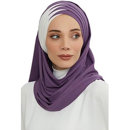 Aishas Design Hijab Muslim Scarves for Women,%100 Cotton Presewn Jersey Shawl Turban, 2-Color