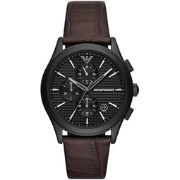 Emporio Armani Mens Stainless Steel Chronograph Dress Watch with Steel or Leather Band