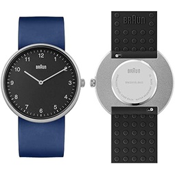 Braun 2-Hand Analogue Quartz Watch with Additional Silicone Rubber Strap, Quick-Release Spring Bars, 38mm.