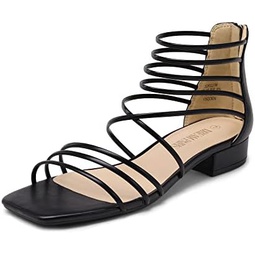 DREAM PAIRS Womens Summer 원피스Y Flat Sandals Girls Comfortable Gladiator Stappy Low Heel Sandals Shoes