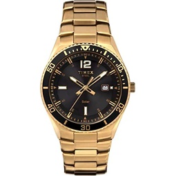 Timex Mens Solar Premium Dress 43mm Watch - Two-Tone Case Two-Tone Bracelet Blue Dial