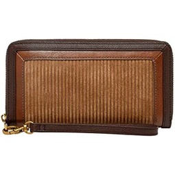 Fossil Womens Logan Leather RFID-Blocking Zip Around Clutch Wallet with Wristlet Strap for Women