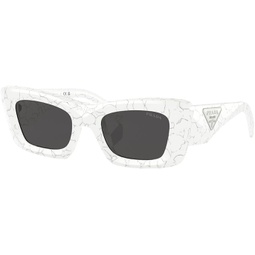 Prada PR 13ZS 17D5S0 Matte White Marble Plastic Cat-Eye Sunglasses Grey Lens