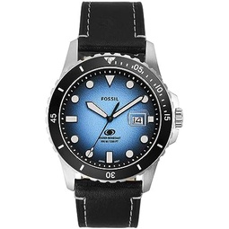 Fossil Blue Mens Dive-Inspired Sports Watch with Stainless Steel, Silicone, or Leather Band