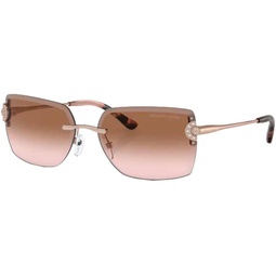 Michael Kors Woman Sunglasses Rose Gold Frame, Brown Pink Gradient Lenses, 59MM