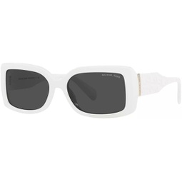 Michael Kors Woman Sunglasses Optic White Frame, Dark Grey Solid Lenses, 56MM
