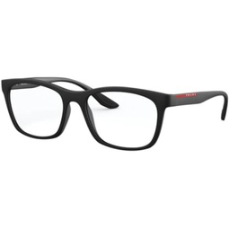 Prada Linea Rossa PS 02NV DG01O1 Black Rubber Plastic Square Eyeglasses 55mm