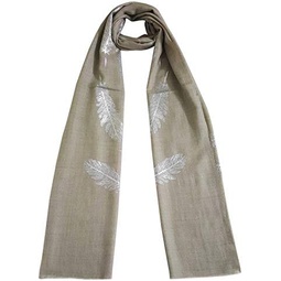 Mehrunnisa Shimmer Feather On Fine Wool Stole/Large Scarf From Kashmir