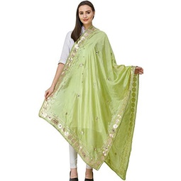 Exotic India Dupatta from Amritsar Embellished with Patch Border