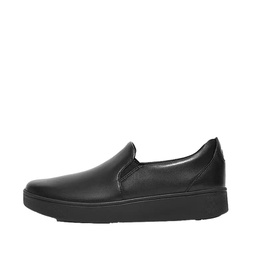 FitFlop Womens Rally Leather Slip-On Skate Sneakers All Black 6