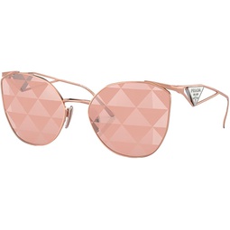 Prada PR 50ZS SVF05T Pink Gold Metal Fashion Sunglasses Pink Lens